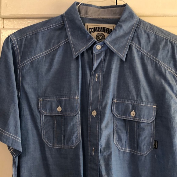 NWT chambray short sleeve button down shirt, M - Picture 2 of 5